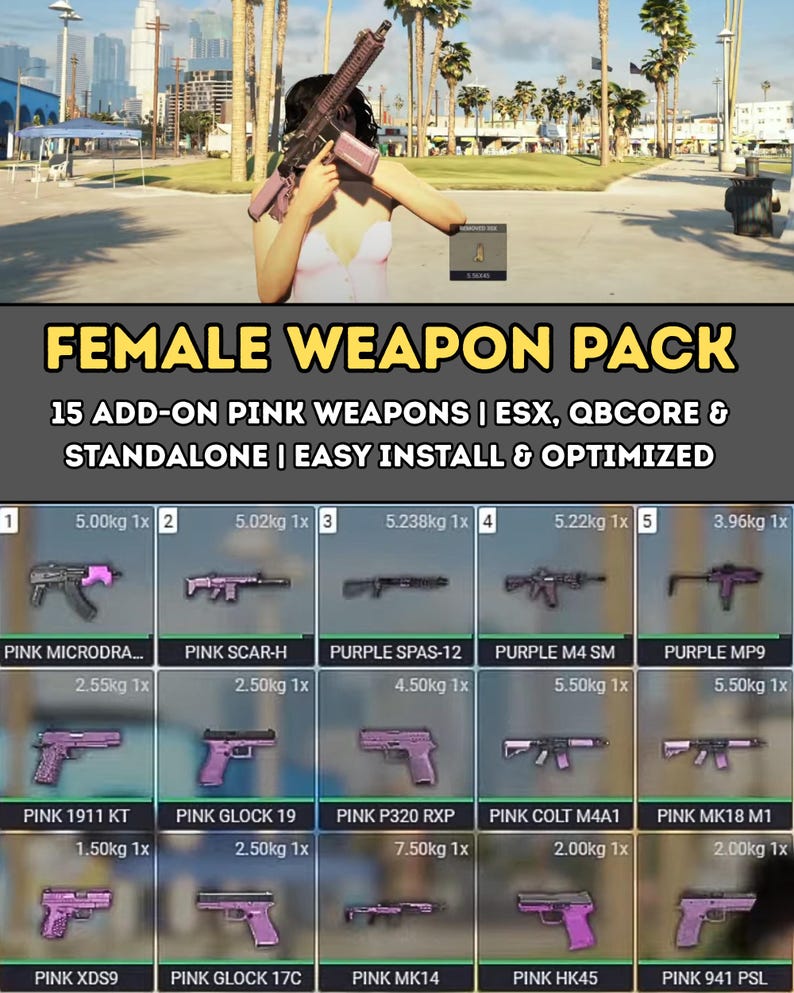 FEMALE WEAPON PACK FIVEM PINK GUNS