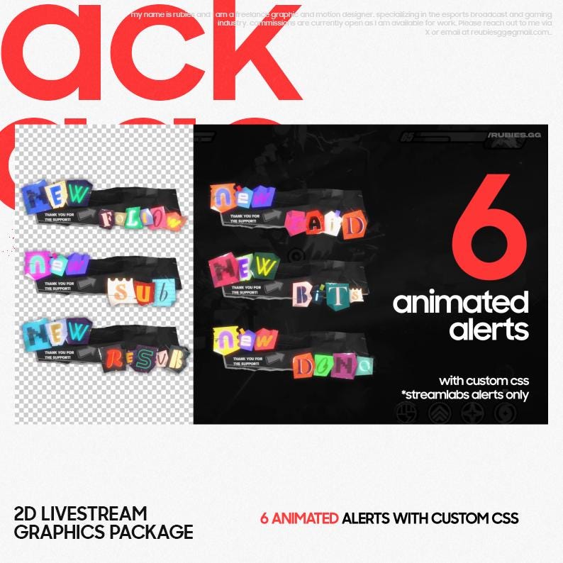 Ransom Twitch Alerts Paper Tear Alerts 2D Streaming Graphics with Custom CSS Retro Vintage Twitch Alerts Y2k Grunge Noise Alerts ZZZ Alerts